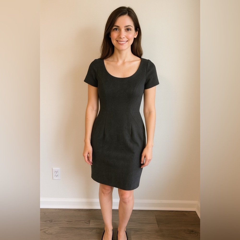 T Tahari Gray Short Sleeve Dress Size Small
